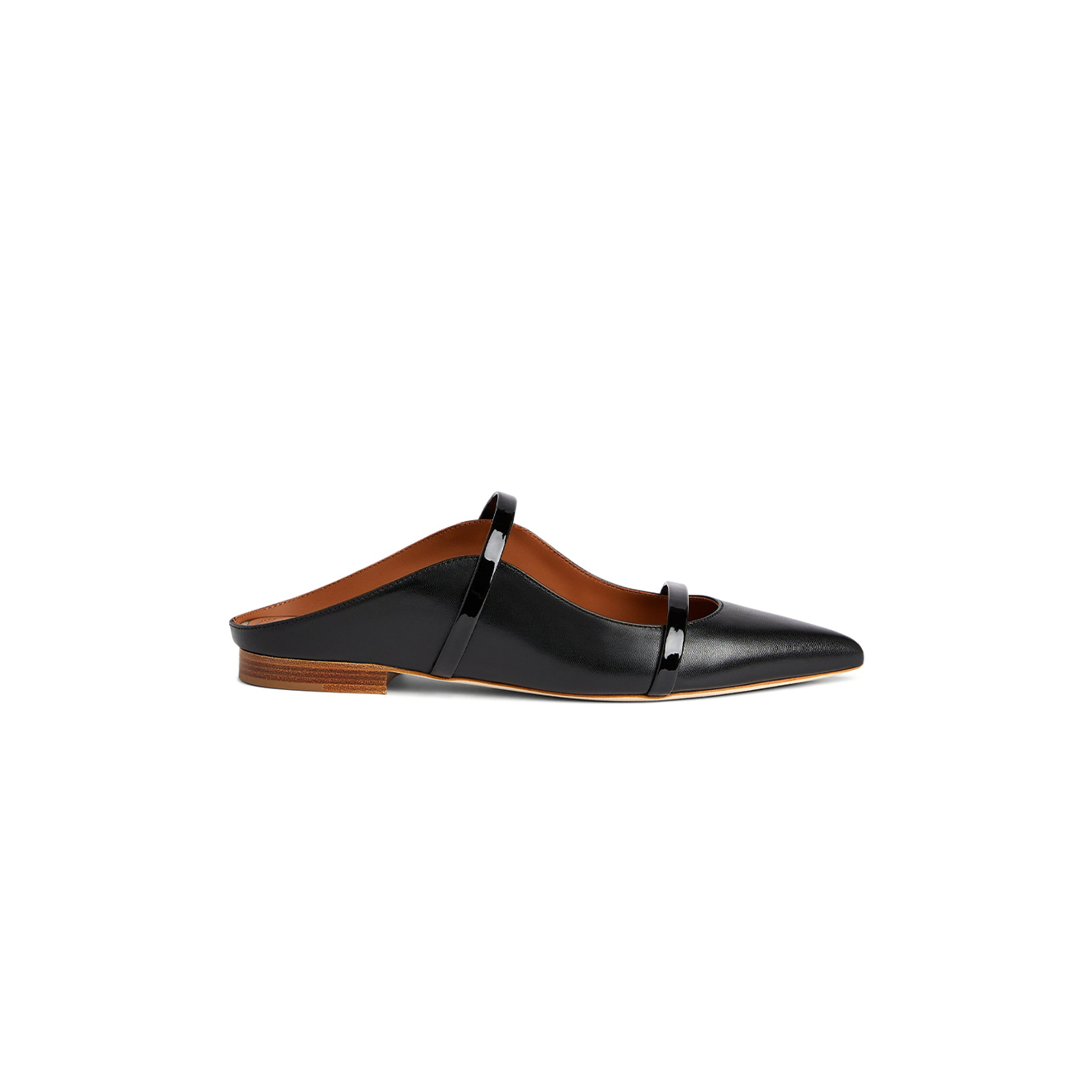 MALONE SOULIERS MAUREEN BLACK LEATHER FLAT MULES MAUREENMSFLAT42BLA